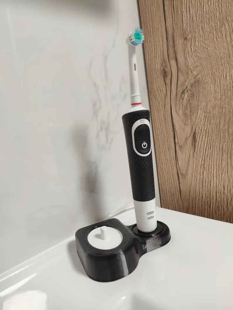 Oral-B Electric Toothbrush Holder | Family Toothbrush Docking Station | For 4 Toothbrushes Dental Care Organizer for Bathrooms | Black White